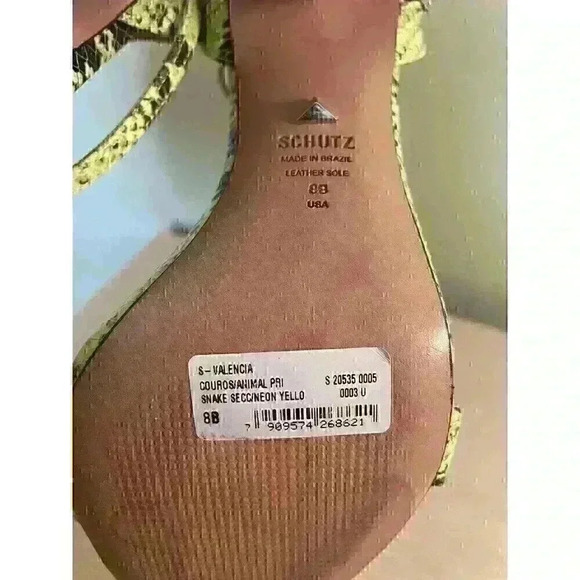 SCHUTZ  Valencia Open Toe Ankle Strap Block Clear Heeled Sandals Neon Lime Sz 8 - Picture 13 of 14